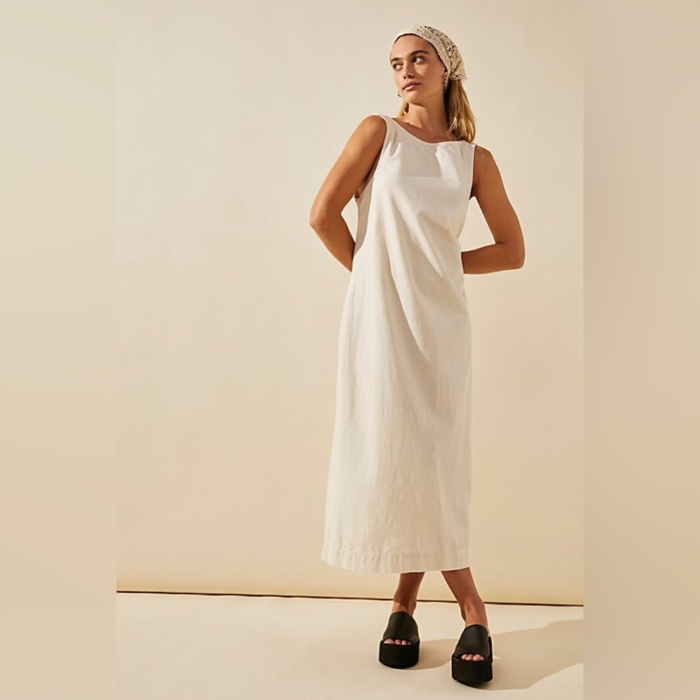 Free People Vacay Perfect Cotton-Linen Midi Dress - Cream